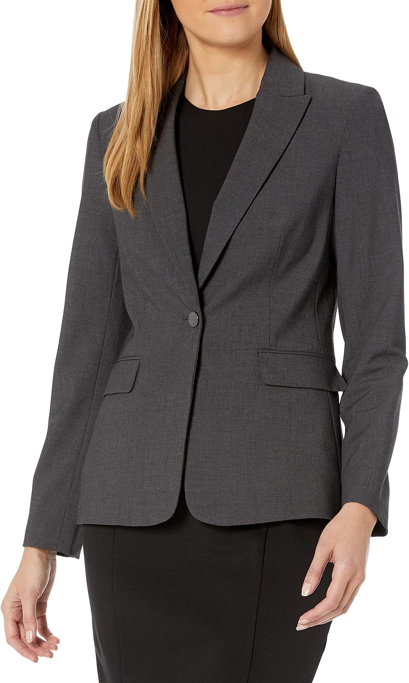 Женский пиджак Lux на одной пуговице Calvin Klein, цвет Charcoal женский пиджак lux на одной пуговице calvin klein цвет charcoal