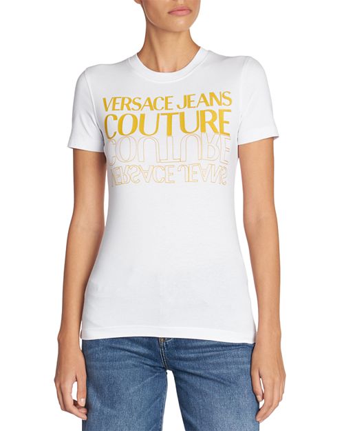 Хлопковая трикотажная футболка с логотипом Versace Jeans Couture, цвет White