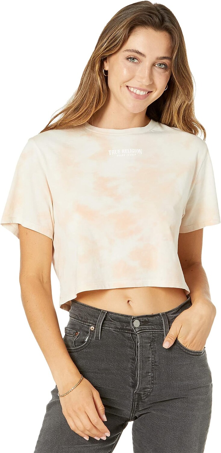 

Топ True Religion Branded Short Sleeve Bella Crop, цвет Paloma/Cream Tie-Dye