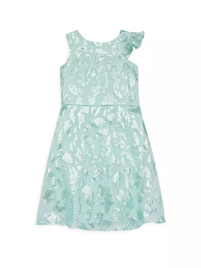 Жаккардовое платье без рукавов с эффектом металлик для маленьких девочек и девочек Marchesa Notte Mini, цвет aqua