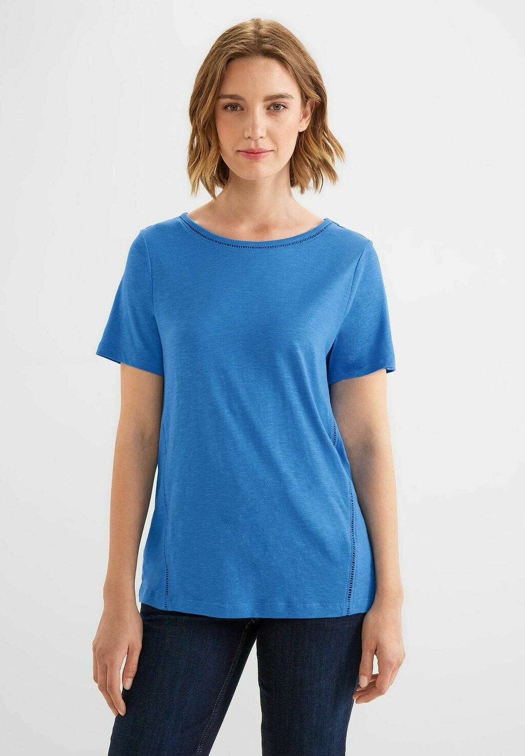 

Футболка базовая MIT HÄKEL TAPEDETAIL Street One, цвет blau