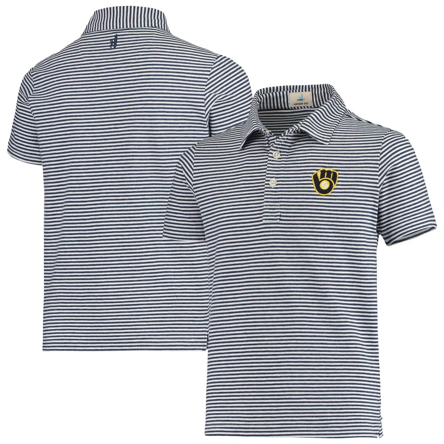 

Молодежное полосатое поло johnnie-O Navy Milwaukee Brewers Nelly Unbranded
