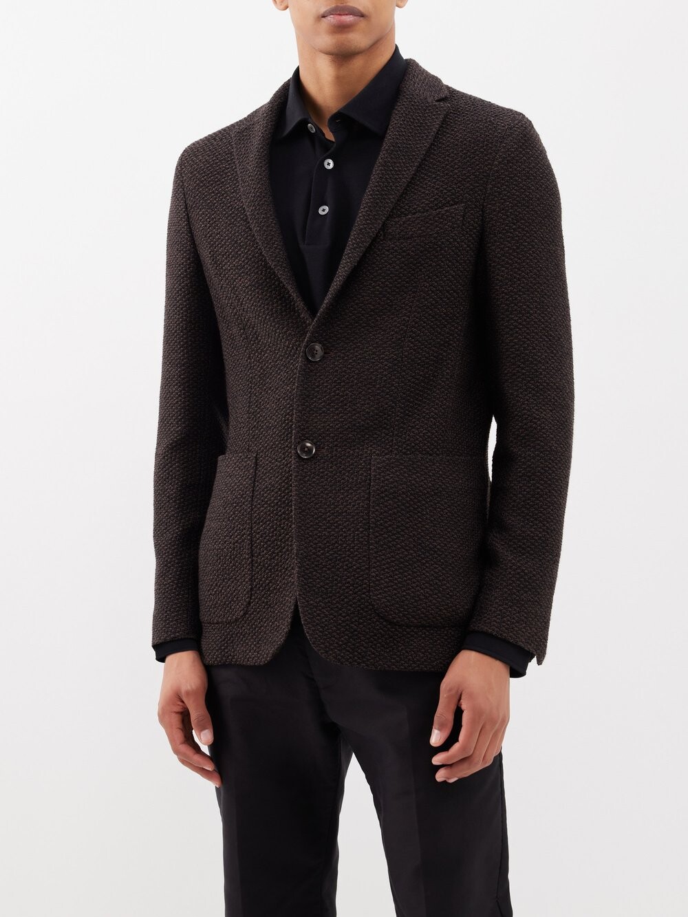 

Блейзер из шерстяного джерси без подкладки ZEGNA, коричневый