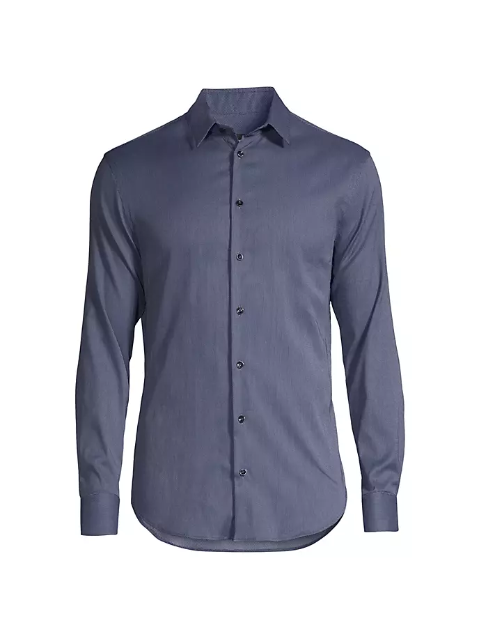 Спортивная рубашка с микропринтом Giorgio Armani, синий шелковистая джинсовая спортивная рубашка giorgio armani черный