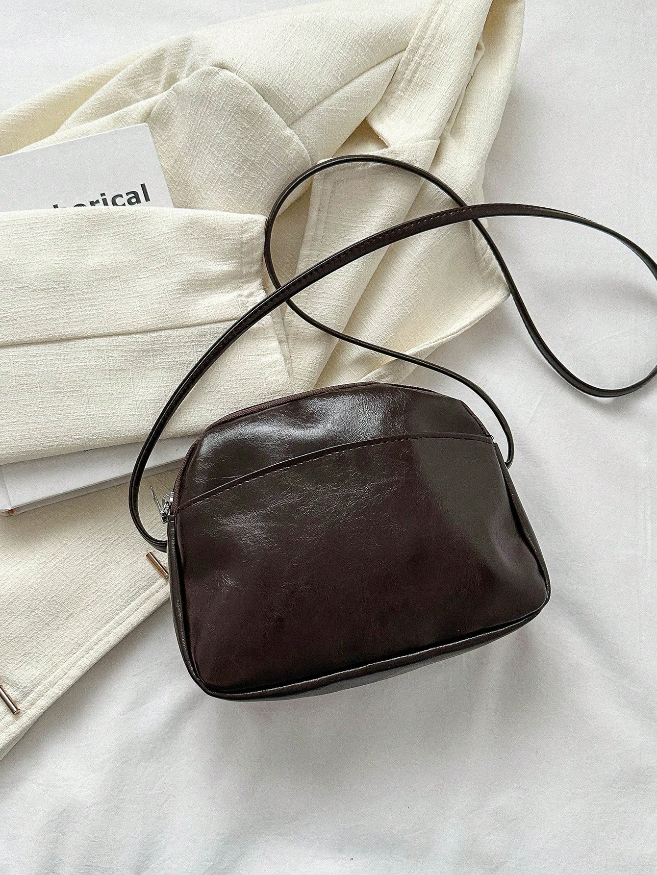 Однотонная женская повседневная сумка через плечо для мобильного телефона, кофейный коричневый