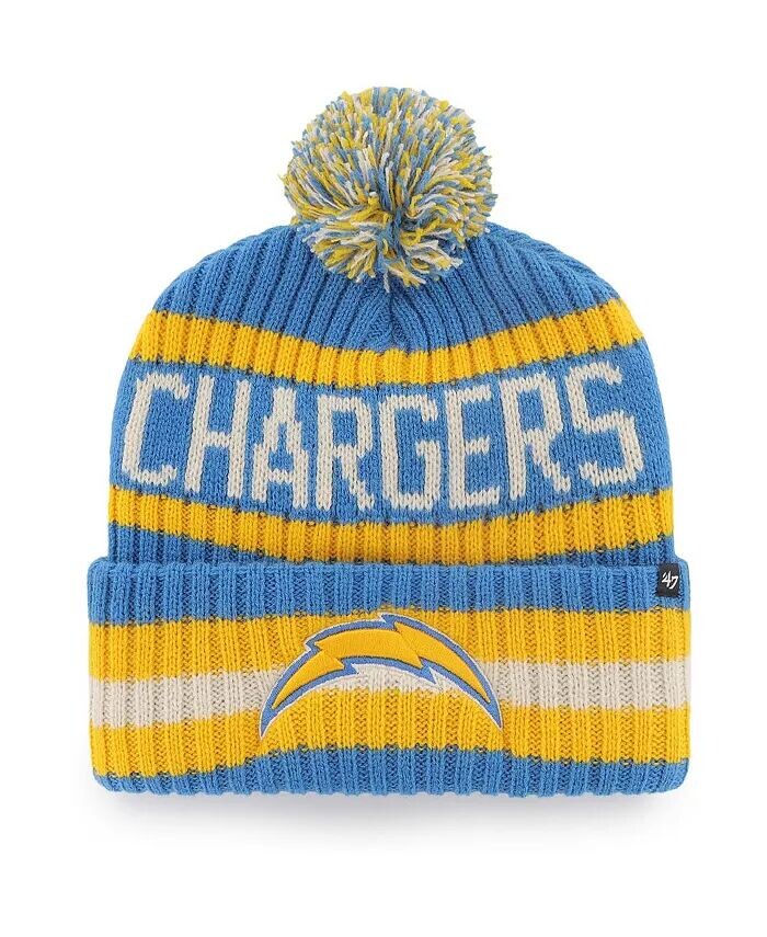 

Мужская пудрово-синяя вязаная шапка Los Angeles Chargers Bering с манжетами и помпоном '47 Brand, синий