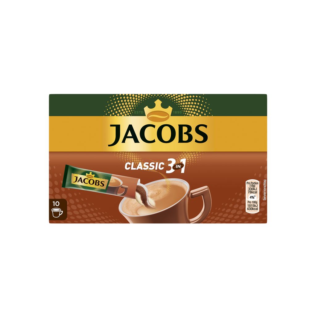 

Палочки Jacobs Classic 3 в 1 | растворимый кофе | 10 порций