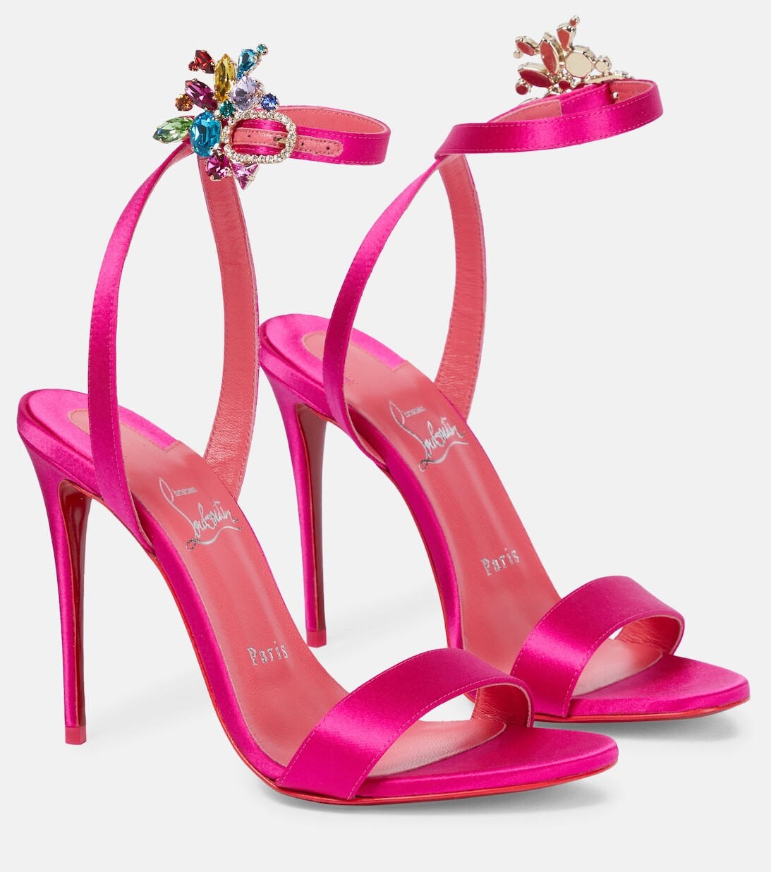 

Атласные босоножки Goldie Joli 100 Christian Louboutin, розовый
