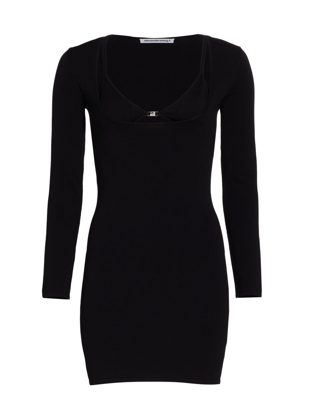 

Многослойное мини-платье с кристаллами и логотипом alexanderwang.t, черный