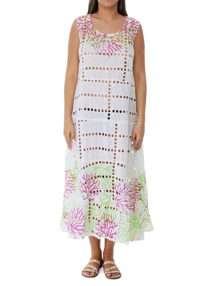 Пляжное платье макси с коралловыми люверсами Ranee'S, белый