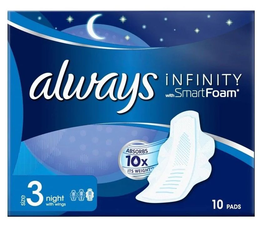 Always Infinity Night гигиенические салфетки, 10 шт.