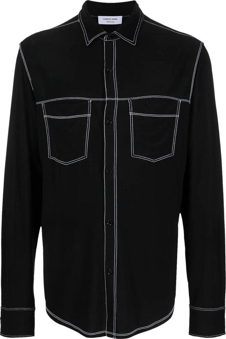 

Рубашка Marine Serre Fluid Button Down 'Black', черный