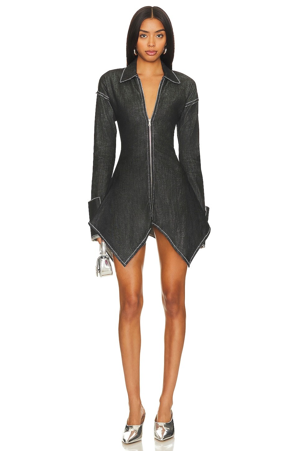 

Платье SAMI MIRO VINTAGE Zip Front With Uneven Hem, цвет Denim