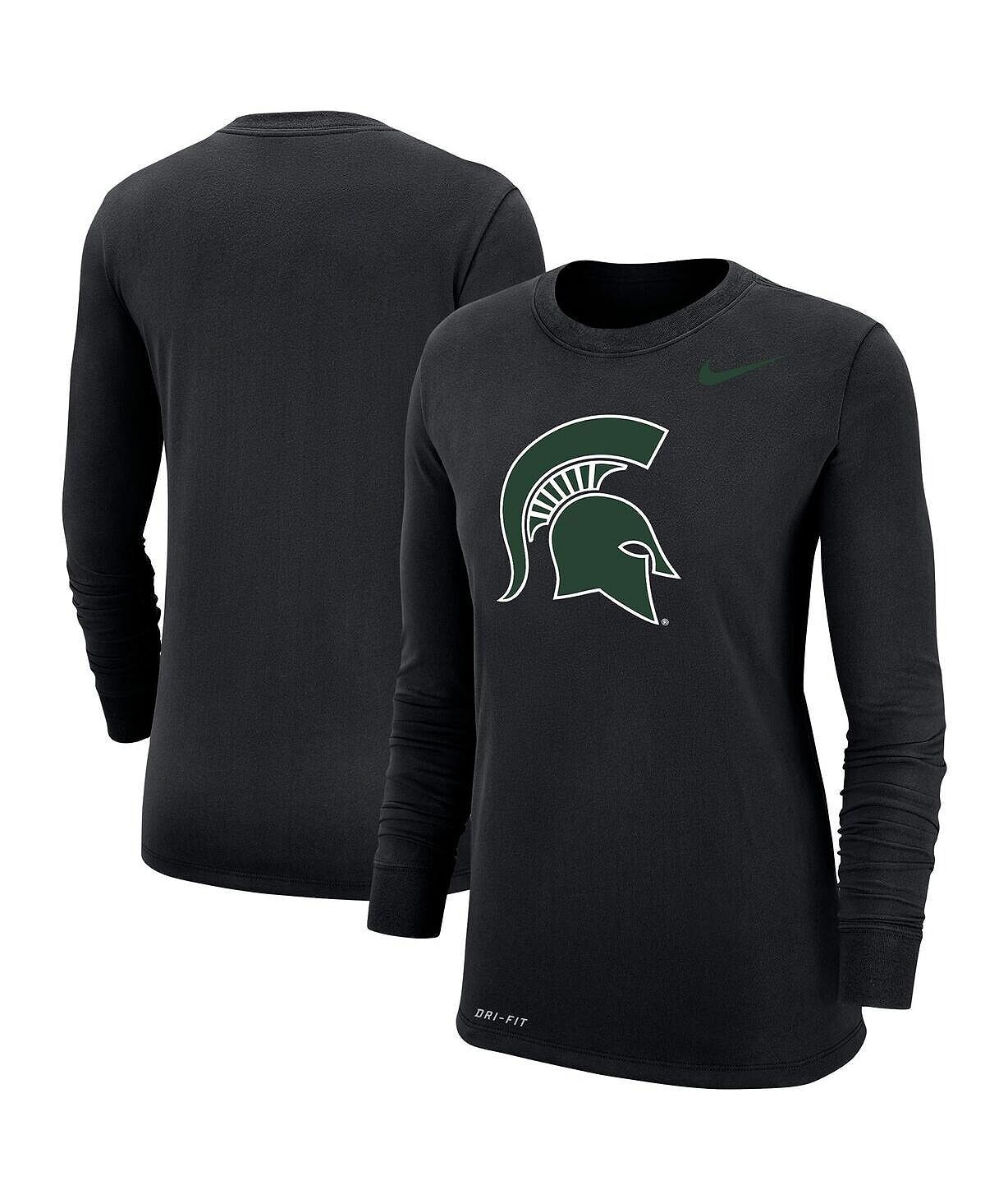 

Черная женская футболка с длинным рукавом и логотипом Michigan State Spartans Nike, черный