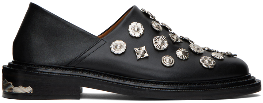 Черные лоферы-сабо Toga Virilis кожаные ботинки harness с декором конхо toga virilis черный