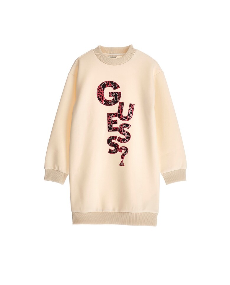 

Плюшевое платье с забавным цветочным логотипом Guess, белый