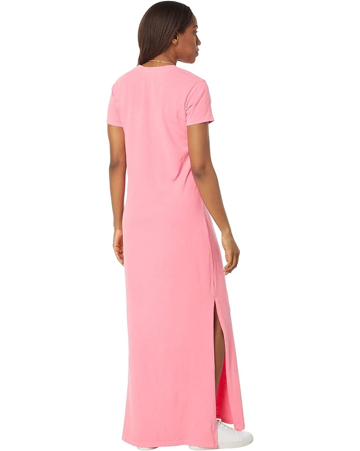 Платье SUNDRY Short Sleeve Maxi Dress w/ Slit, цвет Pigment Hot Pink