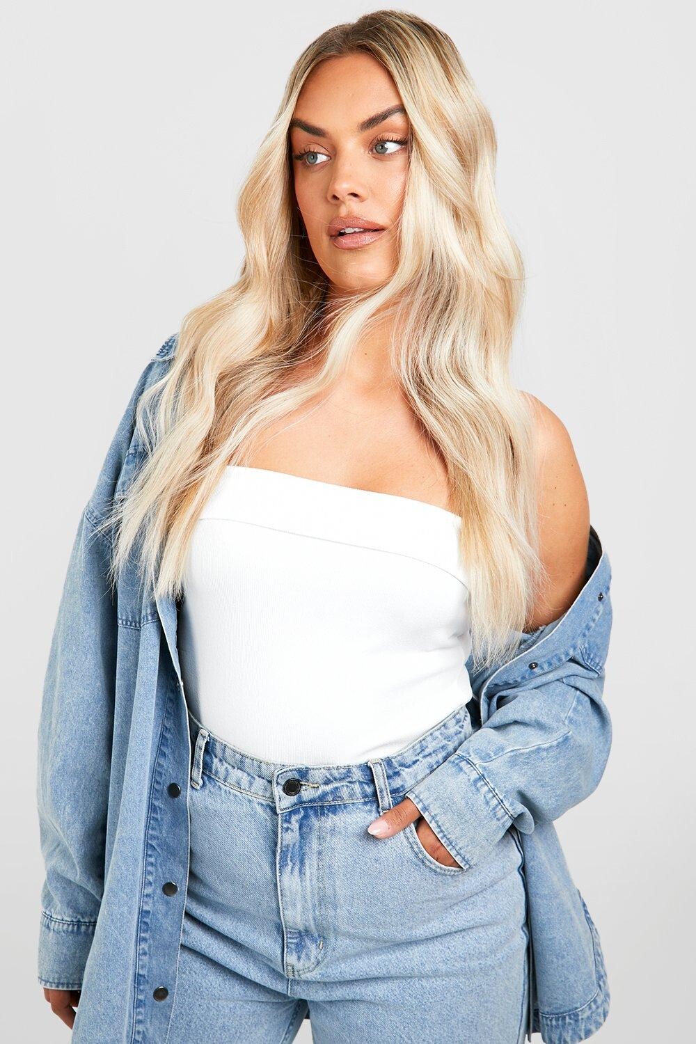 

Длинный топ plus бандо Boohoo, белый