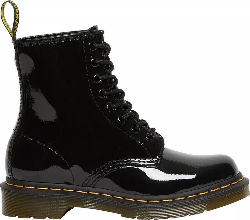 

Женские лакированные ботинки Dr. Martens 1460 на шнуровке, черный