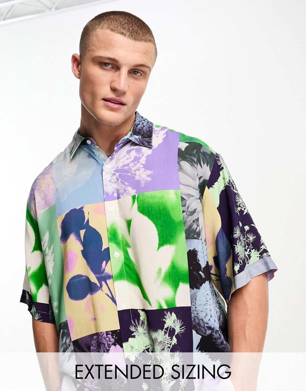 

Свободная рубашка свободного кроя с цифровым цветочным принтом ASOS DESIGN