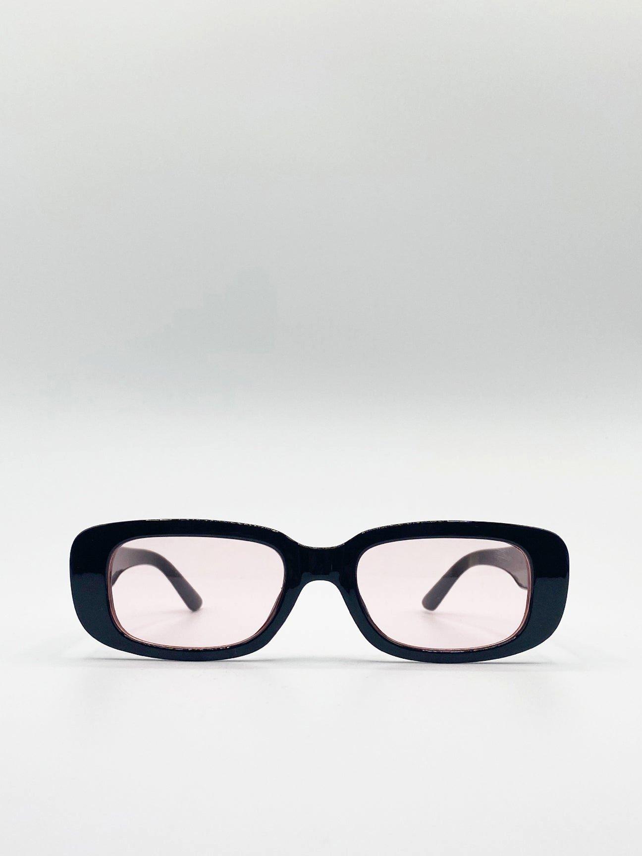 Прямоугольные солнцезащитные очки в стиле ретро с прозрачными линзами в пластиковой оправе SVNX, черный