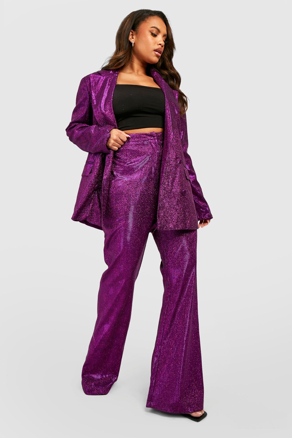 

Прямые брюки плюс с блесками Boohoo, розовый
