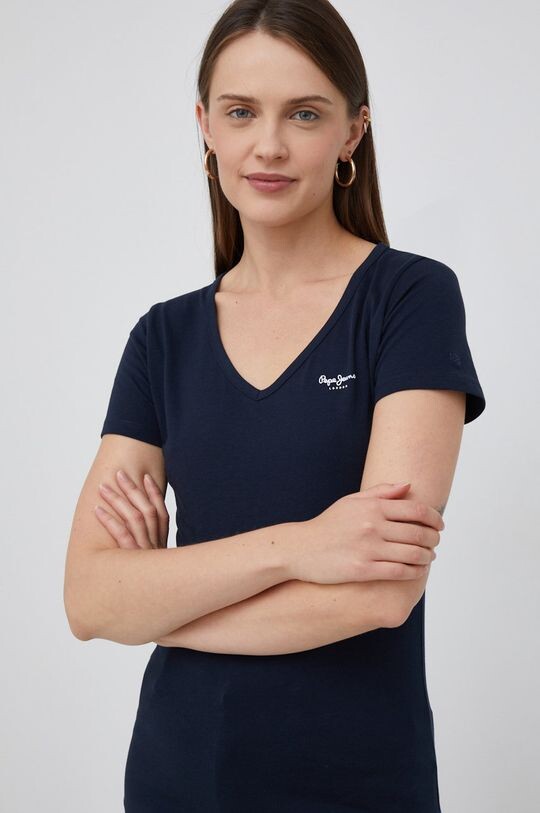 

Хлопковая футболка Pepe Jeans, темно-синий