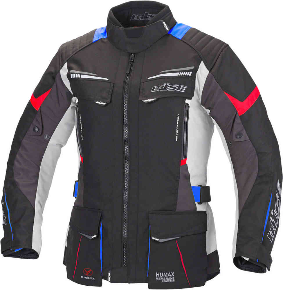 Lago Pro Женская мотоциклетная текстильная куртка Büse, светло-серый/синий/красный