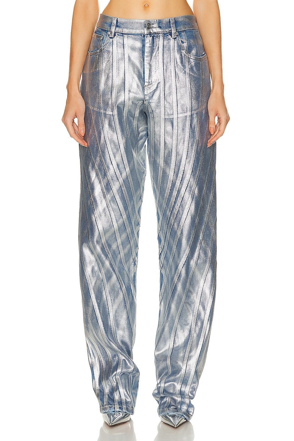 

Джинсы Mugler Spiral Baggy, цвет Chrome