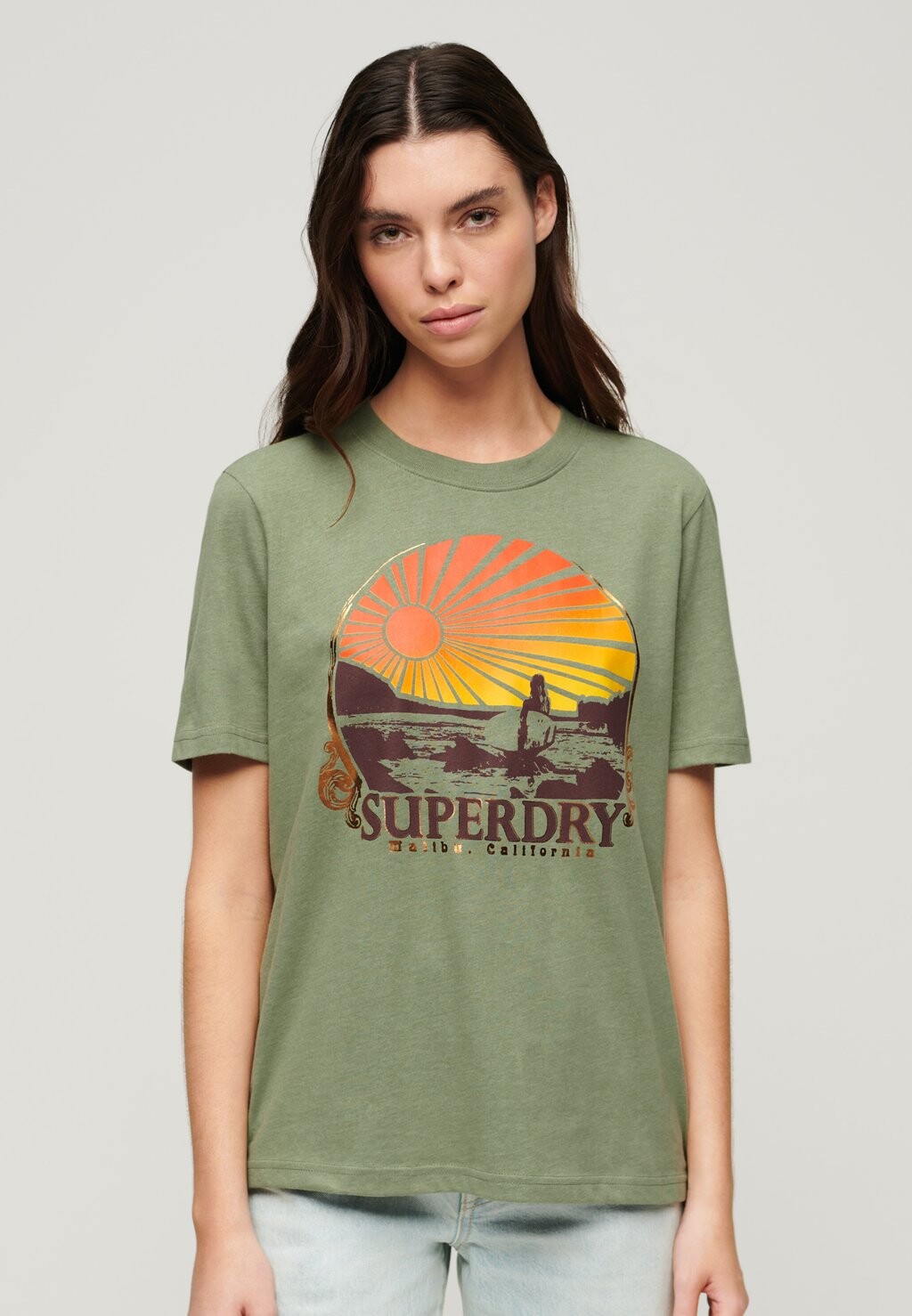 

Футболка с принтом TRAVEL SOUVENIR Superdry, зеленый