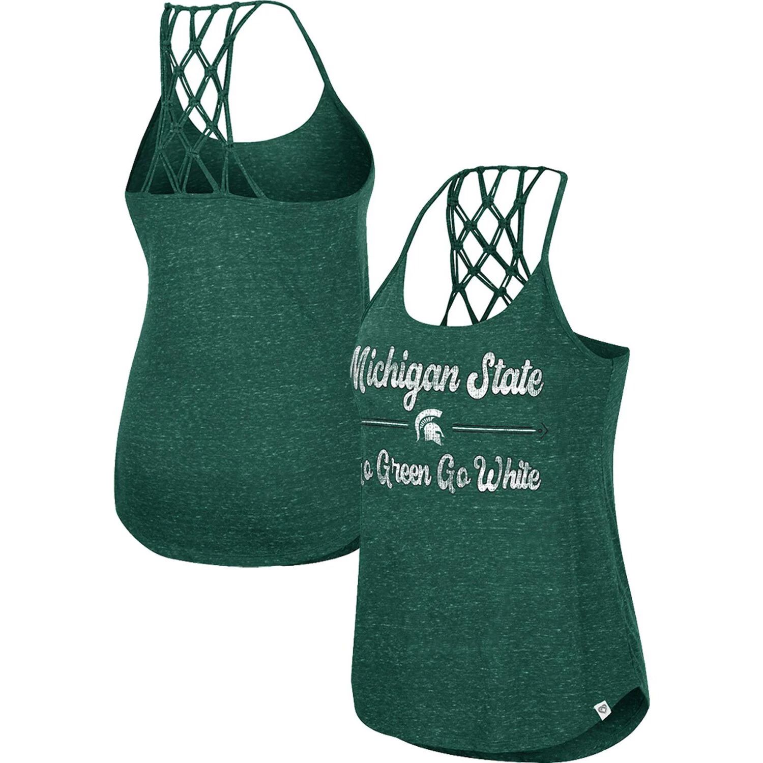 

Женская майка Colosseum Green Michigan State Spartans Glenda Macrame Racerback с круглым вырезом Colosseum