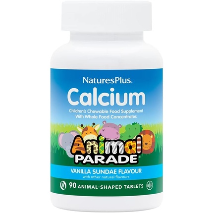 NaturesPlus Animal Parade Calcium Детские жевательные таблетки с натуральным ванильным вкусом 90 жевательных таблеток Nature's Plus детские жевательные таблетки naturesplus 90 таблеток