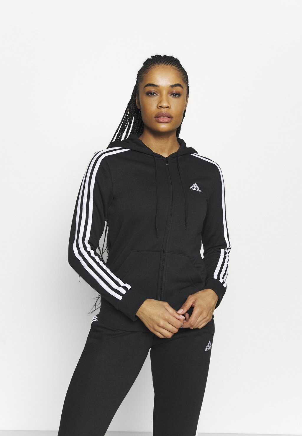 

Толстовка на молнии Adidas, черно-белый