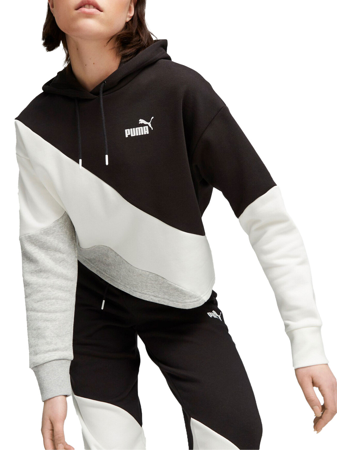 

Толстовка Puma Power Cat ColorBlock, черный/белый/серый