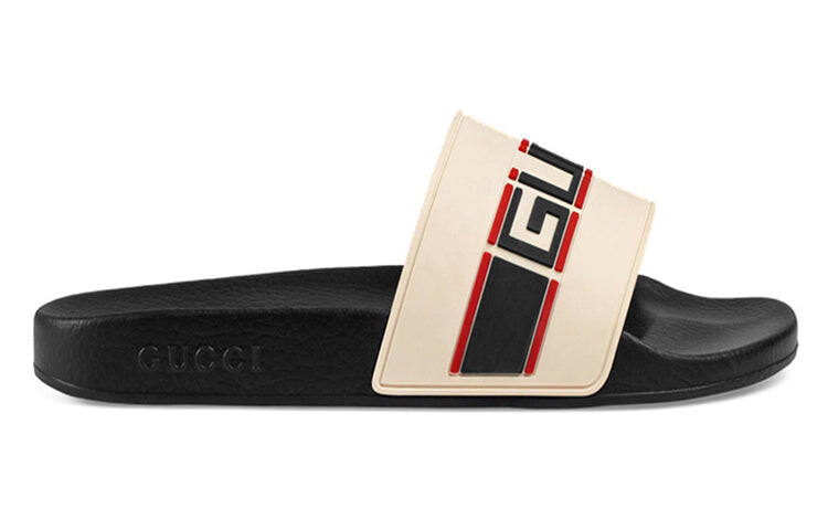 

Шлепанцы Gucci с полосками, бежевый / черный