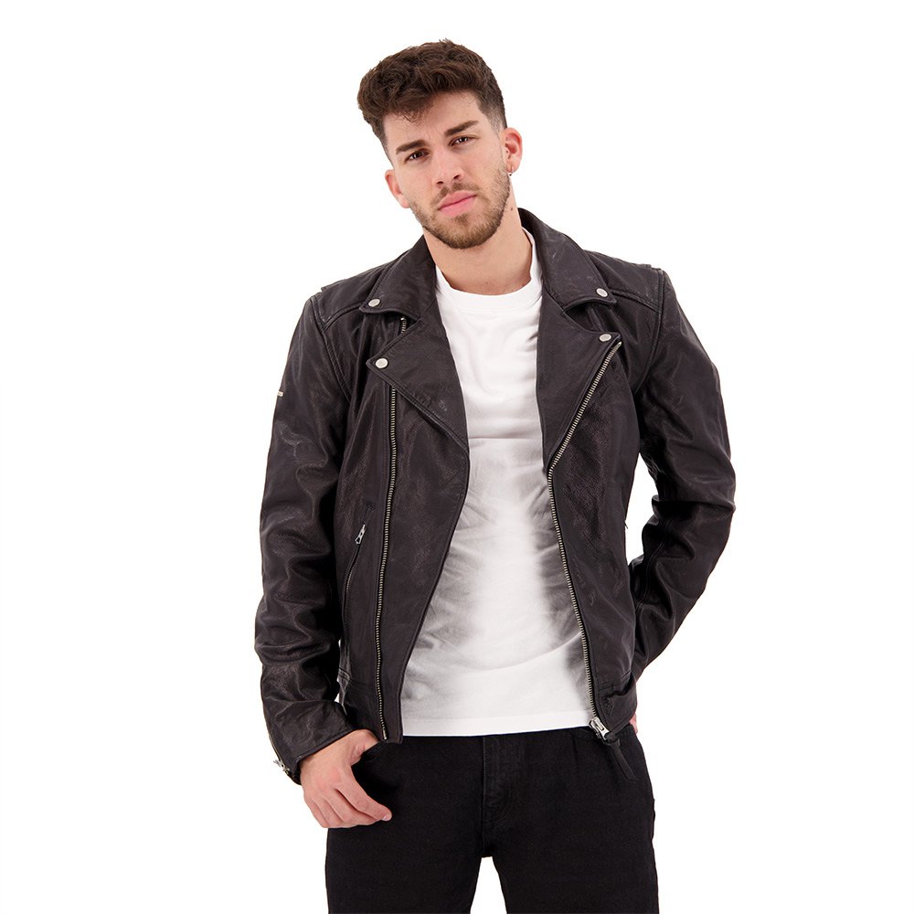 Куртка Superdry Leather Moto Biker, черный куртка кожаная zara leather biker черный