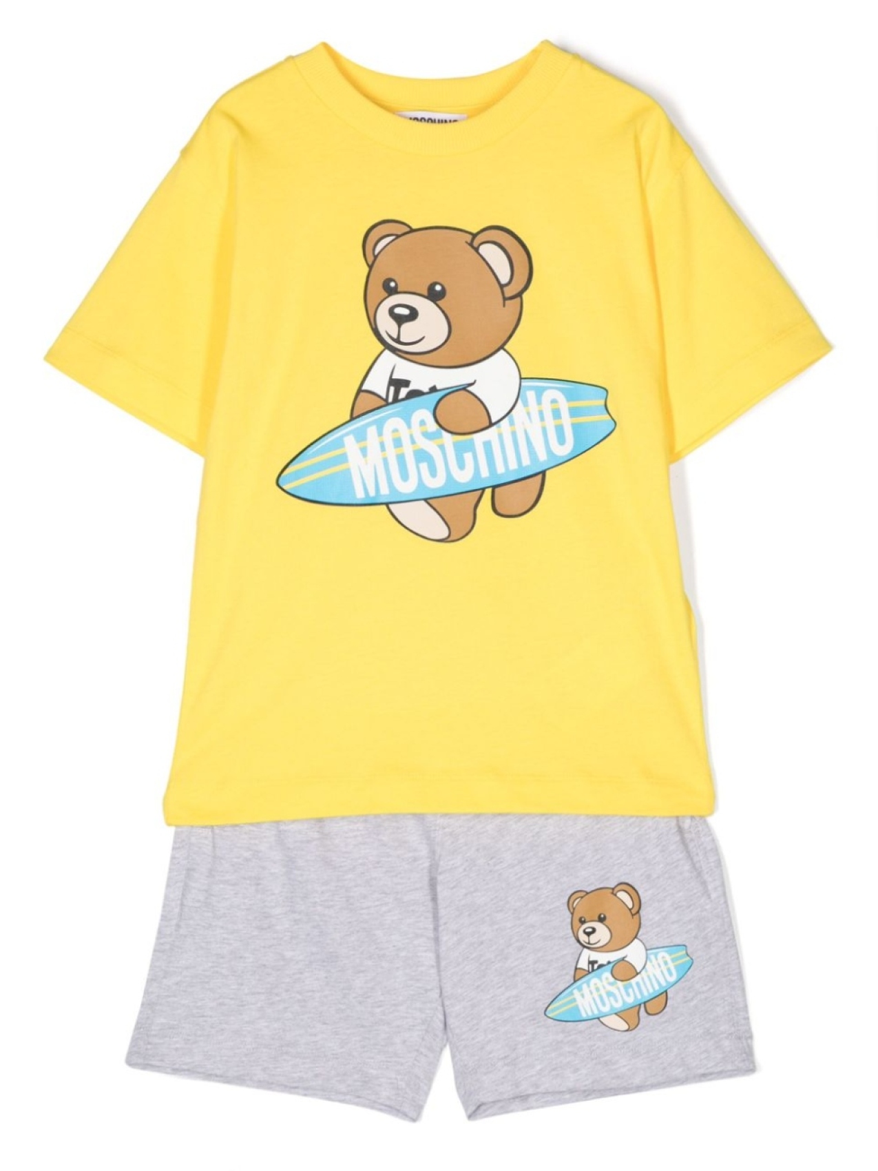 

Moschino Kids комплект из топа и шортов с принтом Teddy Bear, желтый