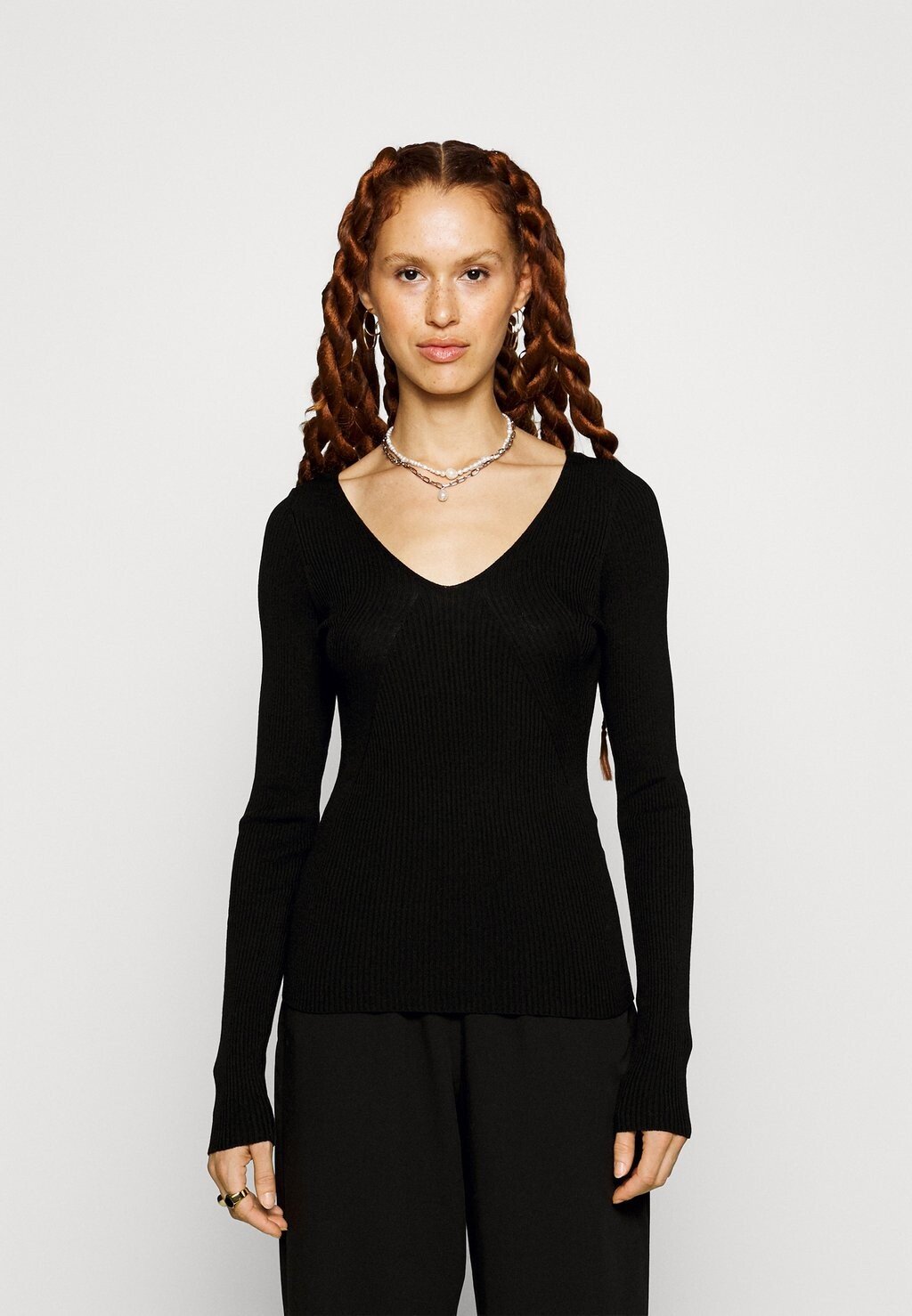 

Свитшот ONLY Tall ONLJULIE V-NECK, черный