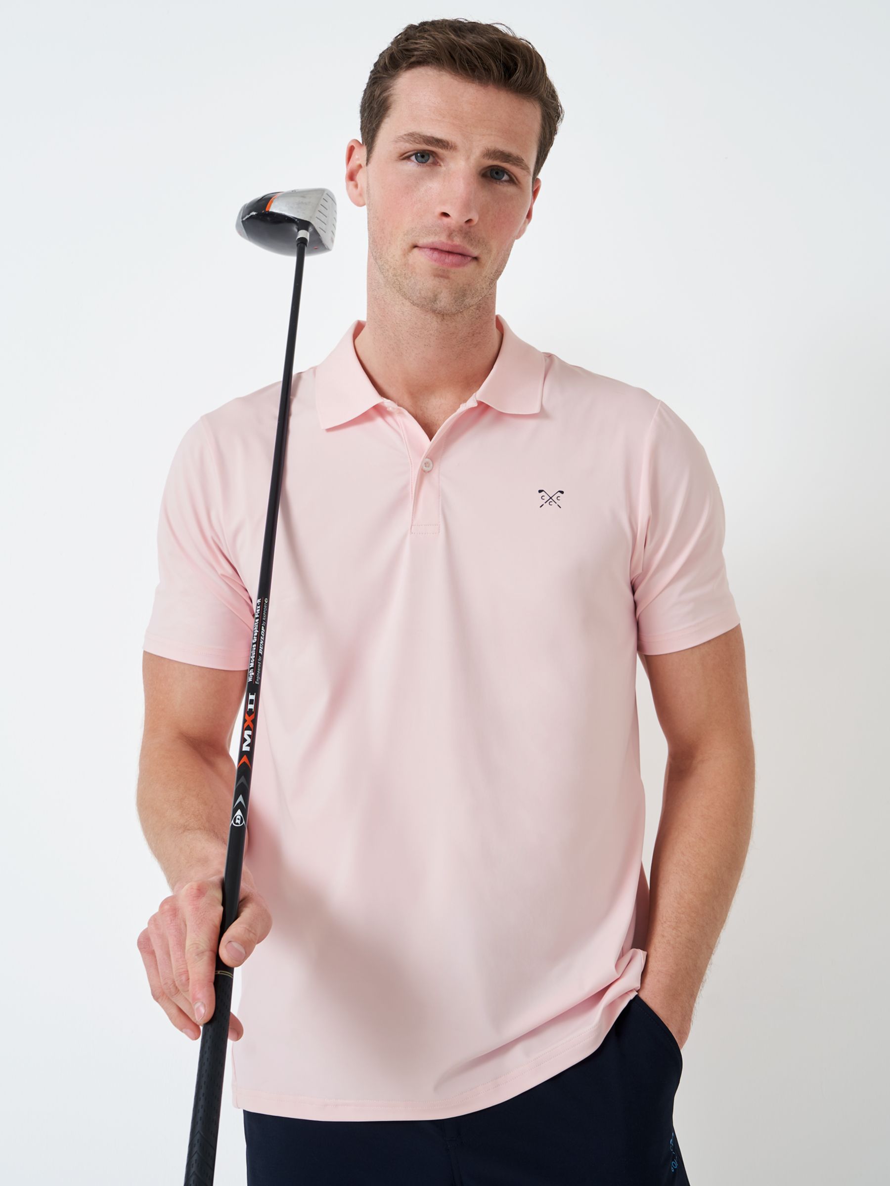 Умная рубашка-поло для гольфа Crew Clothing, светло-розовый рубашка поло для гольфа из хлопка с кантом crew clothing светло розовый