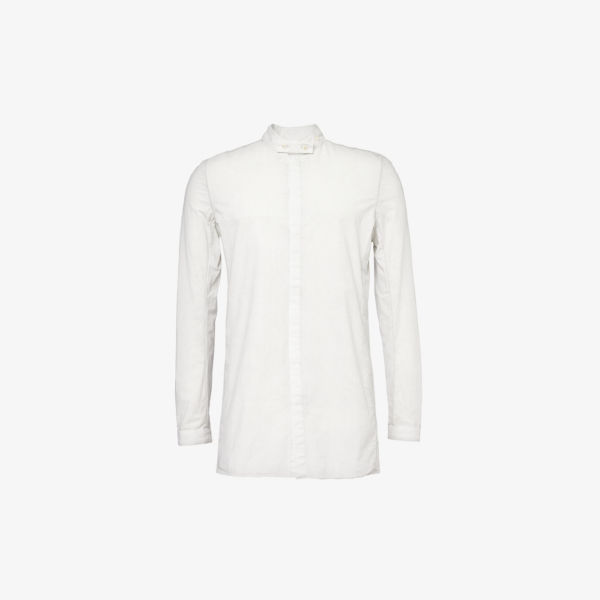 цена Рубашка из эластичного хлопка и льна с воротником-стойкой и длинными рукавами Boris Bidjan Saberi, серый