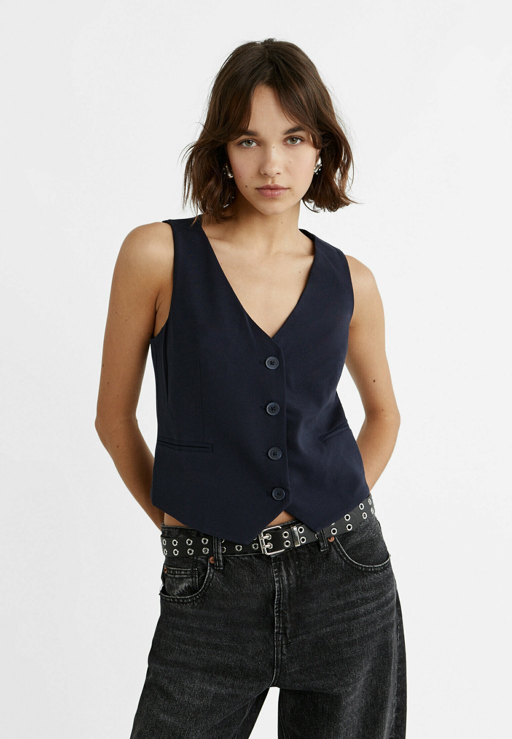 

Жилет SHORT BUTTONED Stradivarius, цвет dark blue