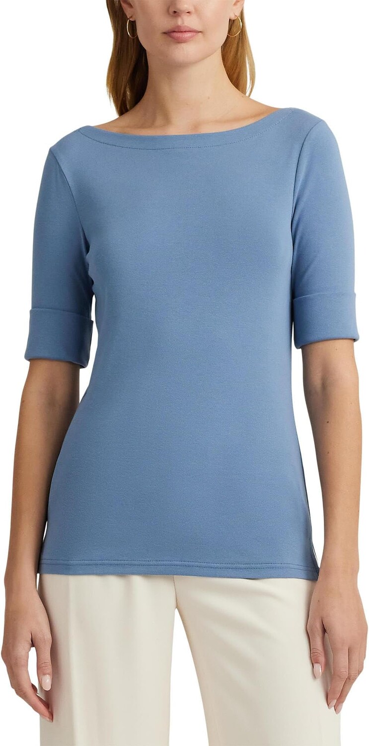 

Футболка Lauren Ralph Lauren Stretch Cotton Boatneck Tee, цвет Pale Azure