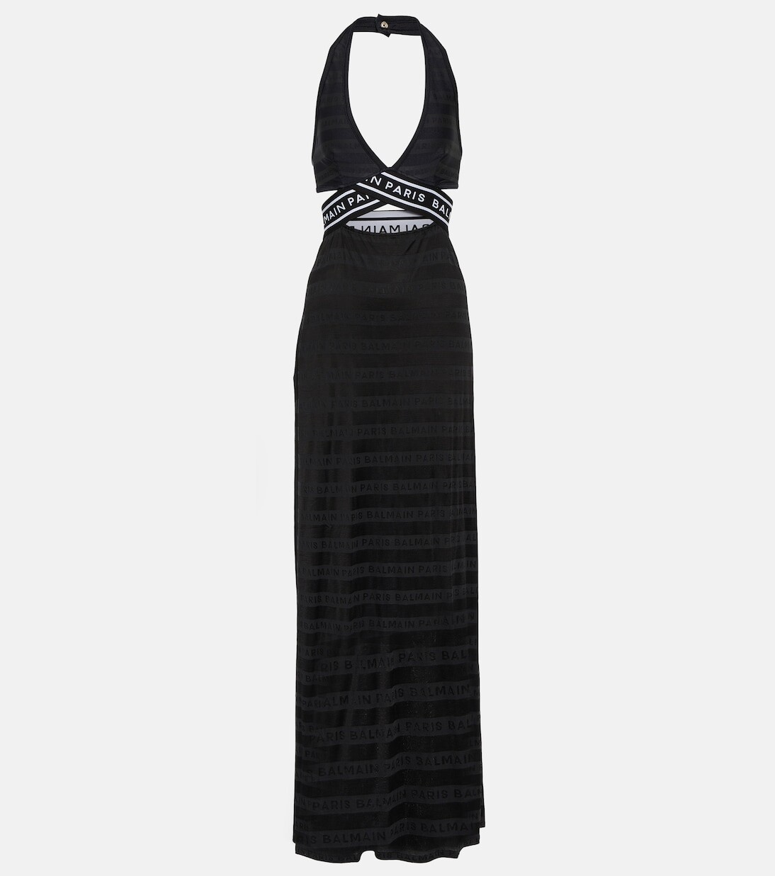 

Пляжное платье из джерси с вырезами Balmain, черный