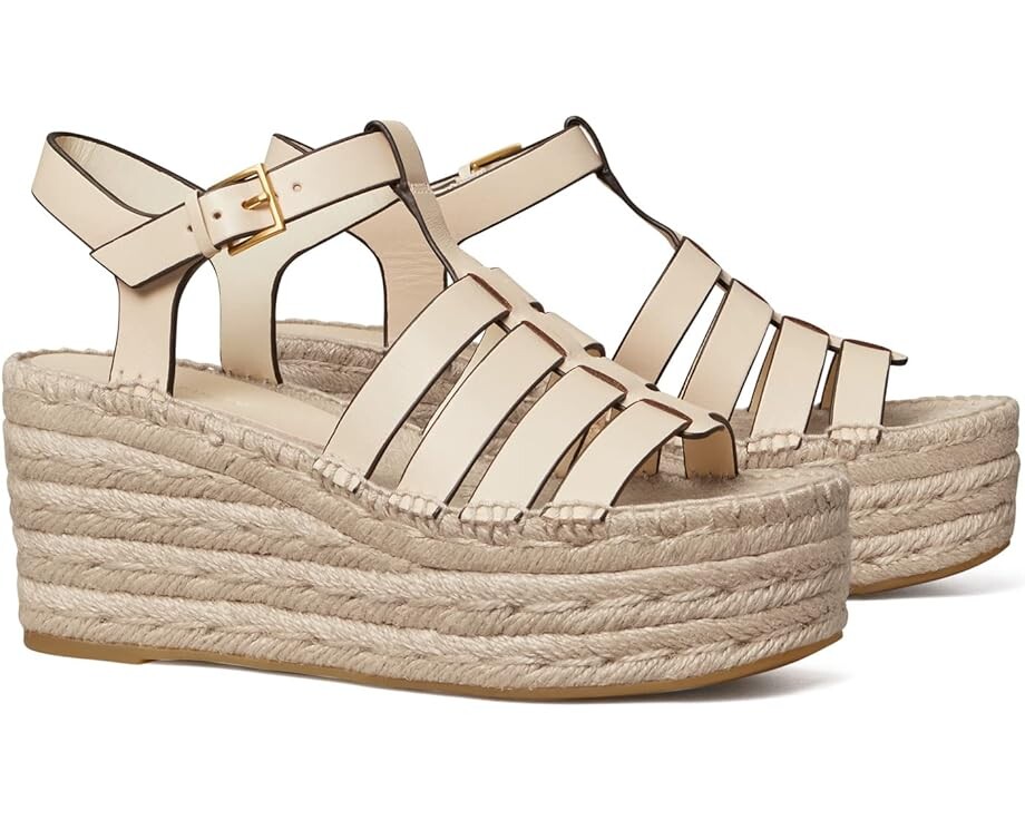 

Туфли Tory Burch Fisherman Espadrille Wedge 75 mm, цвет New Ivory