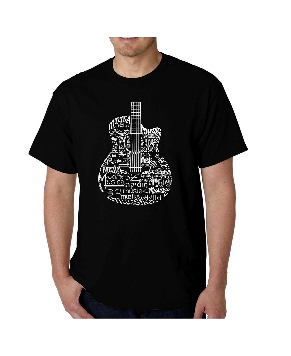 Мужская футболка с изображением гитары Word Art-Languages LA Pop Art мужская футболка с изображением головы тираннозавра word art la pop art черный