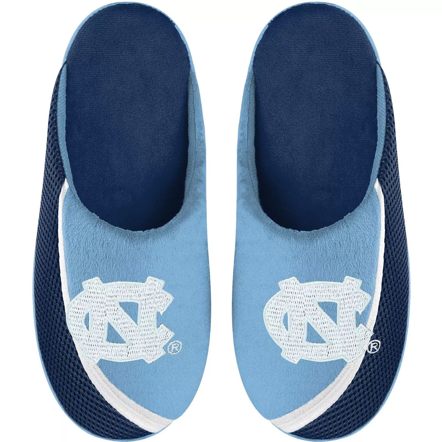 Мужские тапочки FOCO North Carolina Tar Heels с цветным краем и большим логотипом