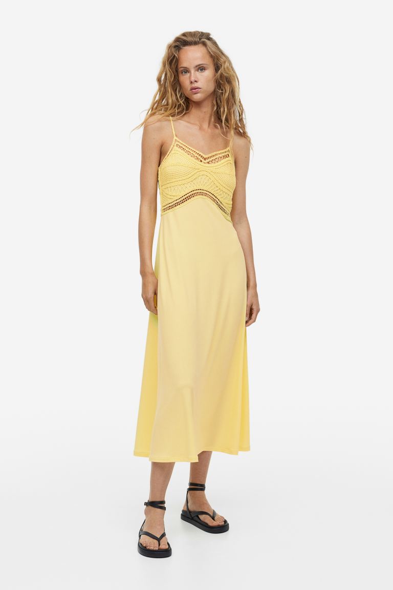 Платье крючком H&M юбка футляр длинная из блестящего трикотажа