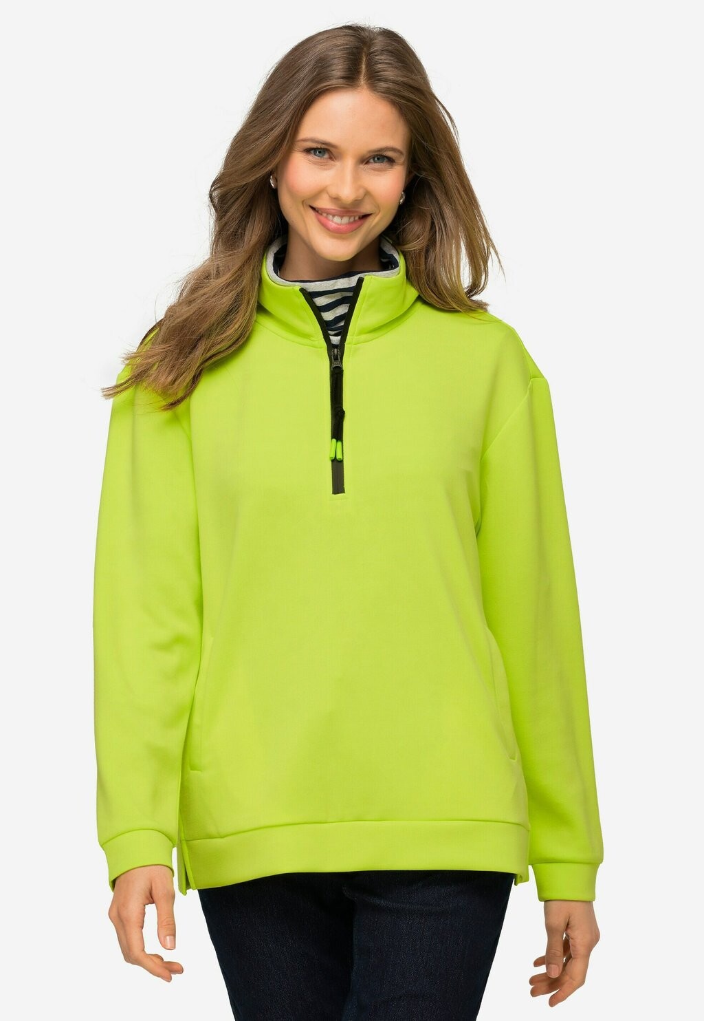 

Толстовка Troyerkragen Seitenschlitze LAURASØN, цвет neon yellow