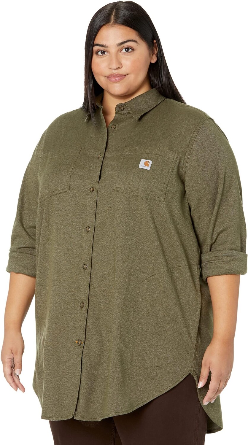 

Рубашка Plus Size Rugged Flex Relaxed Fit Midweight Flannel Long Sleeve Plaid Tunic Carhartt, цвет Basil Heather
