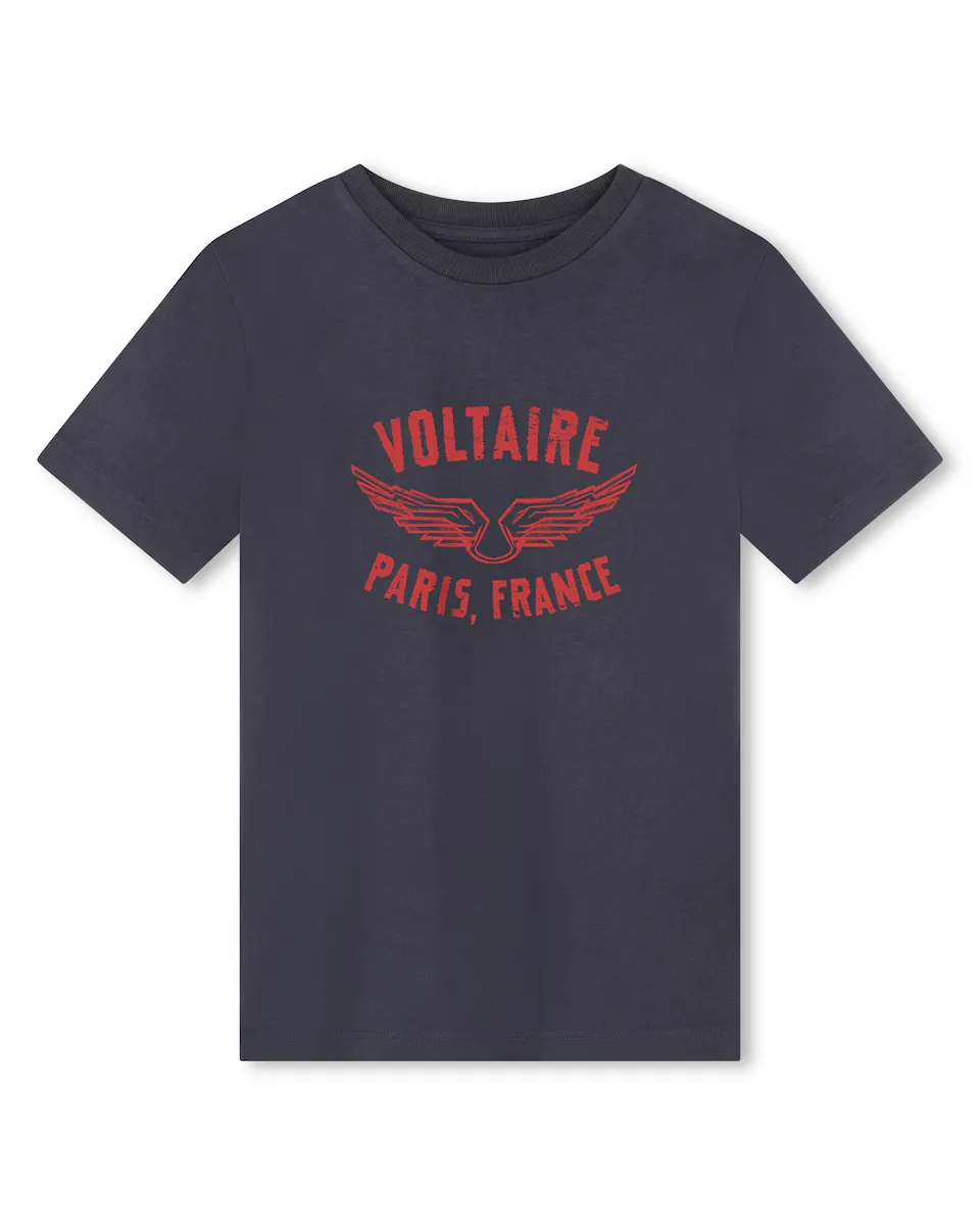 

Детская синяя хлопковая футболка Zadig & Voltaire, темно-синий